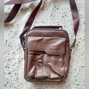 Brown Leather Crossbody Messenger Bag